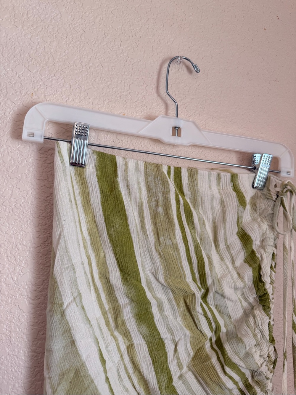 Women’s Green and White Striped Wrap Skirt - Lightweight Summer Style - Picture 8 of 9